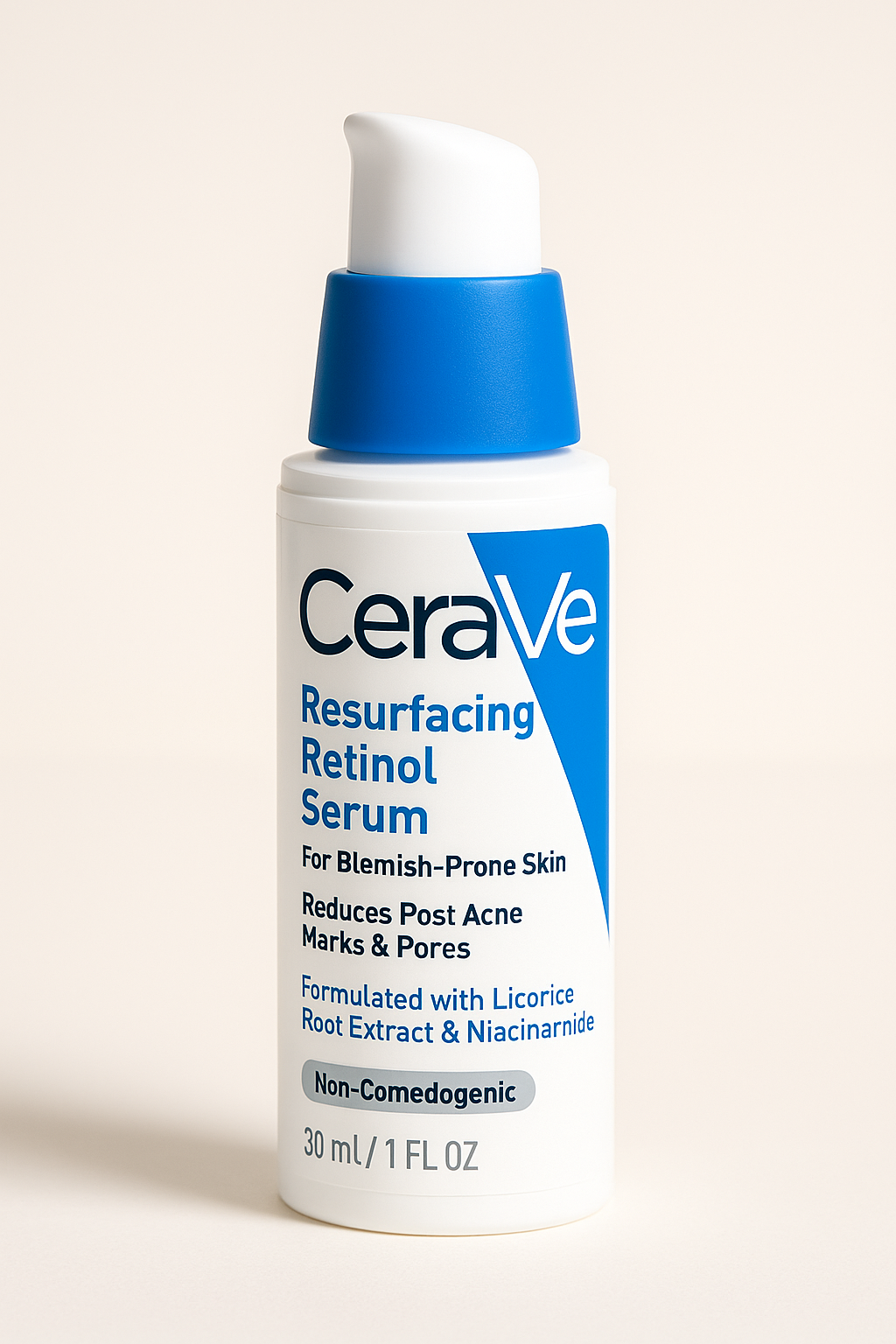 CeraVe Resurfacing Retinol Serum For Blemish-Prone Skin, Reduces Post Acne Marks & Pores, Formulated with Licorice Root Extract & Niacinamide, Non-Comedogenic, 30ml