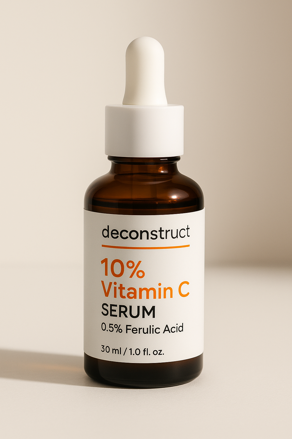 Deconstruct 10% Vitamin C Serum | Non-Irritating & Non-Sticky | Tested for Oily, Sensitive Skin | Beginner-Friendly| Brightens Dull Skin, Evens Tone | No Purging | With 0.5% Ferulic Acid|30ml
