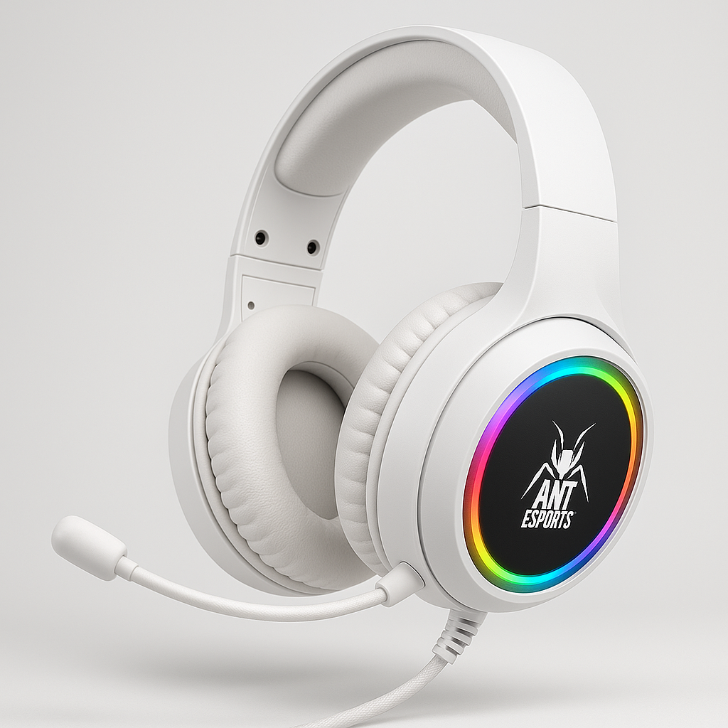 Ant Esports H1100 Pro RGB Wired Over Ear Gaming Headphones for PC / PS4 / PS5 / Xbox One / Switch1 with mic Frost White